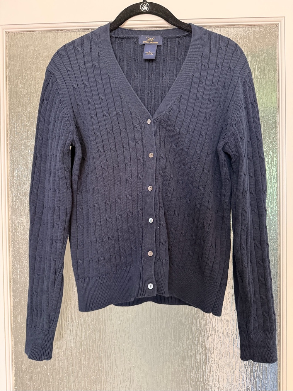 Brooks Brothers 100% cotton cable knit v neck cardigan. Size small.